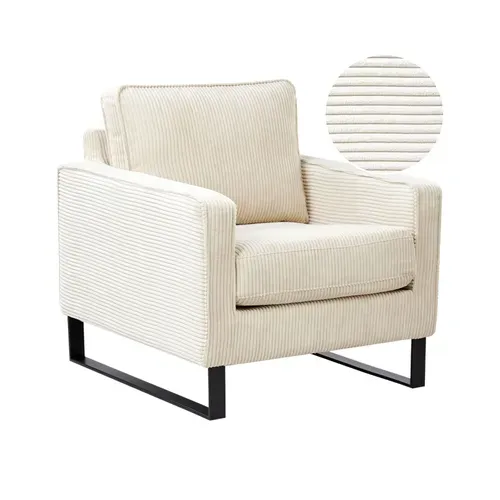 Fauteuil Vind Velours Côtelé Beige Clair