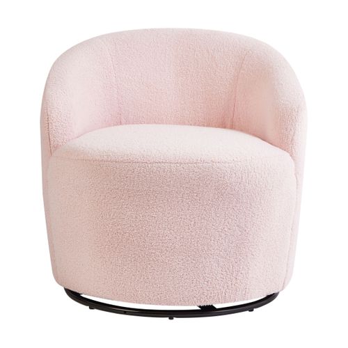 Fauteuil Pivotant Davik Bouclé Rose Pastel