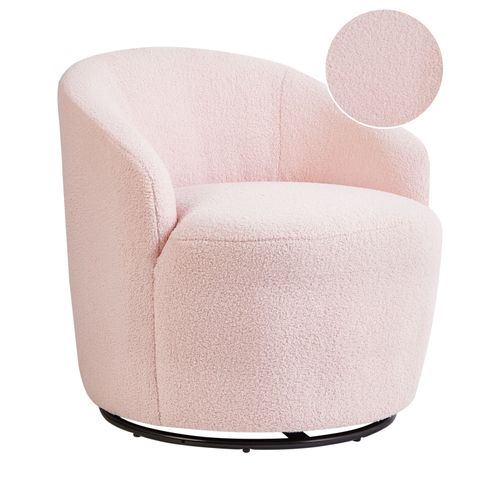 Fauteuil Pivotant Davik Bouclé Rose Pastel