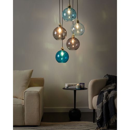 Lampe Suspension Pabellon Verre Bleu