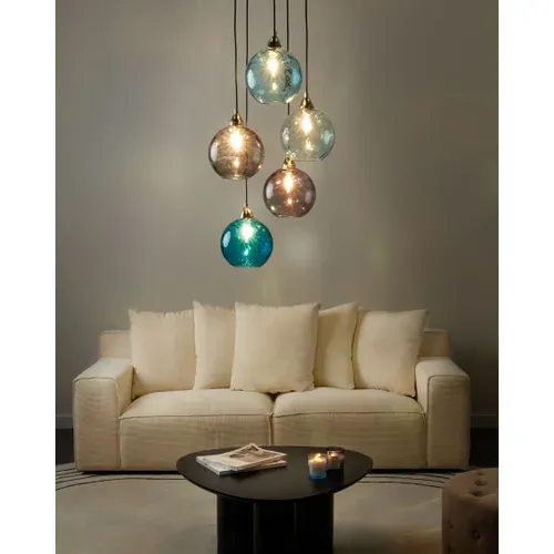 Lampe Suspension Pabellon Verre Bleu
