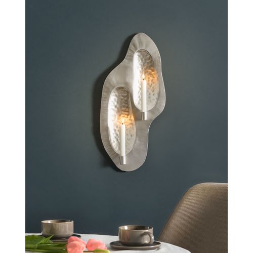 Bougeoir Mural Peniche Métal 60 Cm Argenté