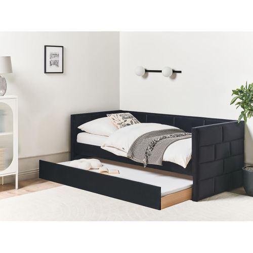 Lit Gigogne Velours Chavonne  Ii 90 X 200 Cm Noir