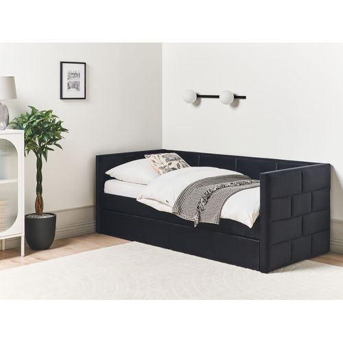 Lit Gigogne Velours Chavonne  Ii 90 X 200 Cm Noir