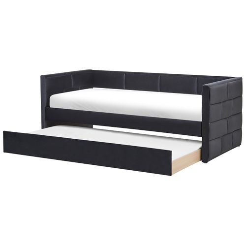 Lit Gigogne Velours Chavonne  Ii 90 X 200 Cm Noir