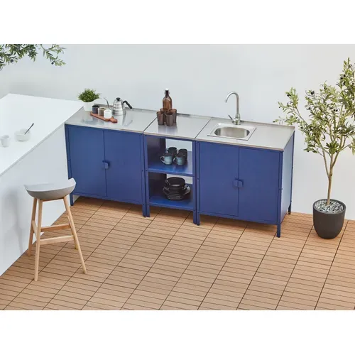 Cuisine D'extérieur 3 Pièces Avec évier Vilama Métal Bleu