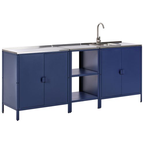 Cuisine D'extérieur 3 Pièces Avec évier Vilama Métal Bleu