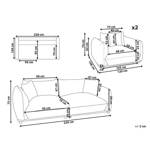 Ensemble De Salon 5 Places Luvos Velours Taupe
