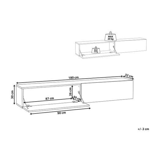 Meuble TV Mural 180 cm Gladstone Marron
