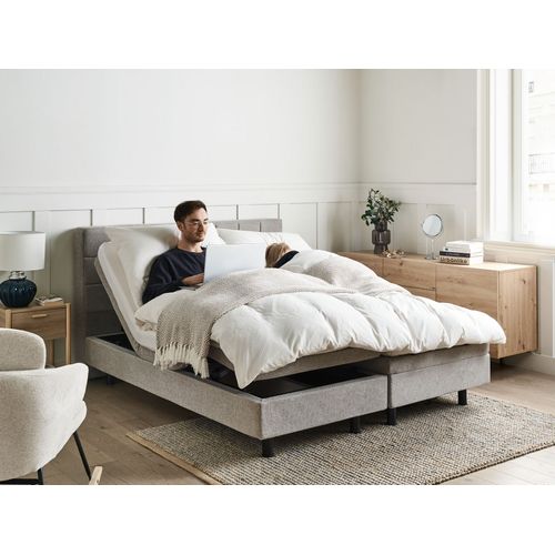 Lit Réglable Tissu Duke 160 X 200 Cm Gris Clair