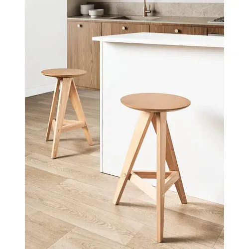 Lot De 2 Tabourets De Bar Aroma Bois Marron Clair