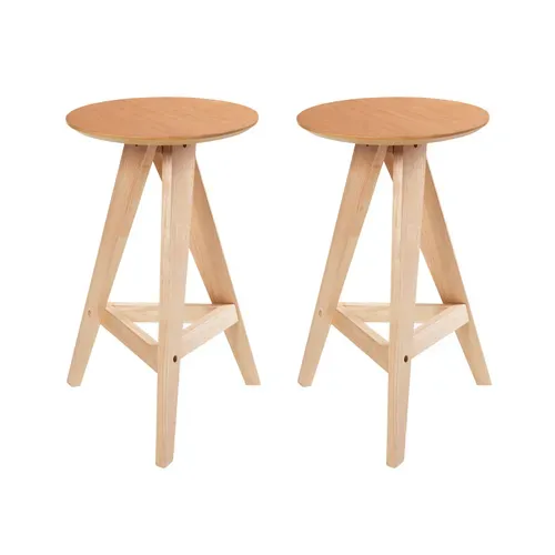 Lot De 2 Tabourets De Bar Aroma Bois Marron Clair