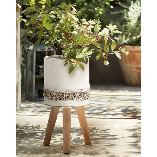 Cache-pot Sur Pied Skiatos 22 Cm Blanc Cassé