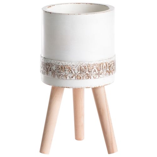 Cache-pot Sur Pied Skiatos 22 Cm Blanc Cassé