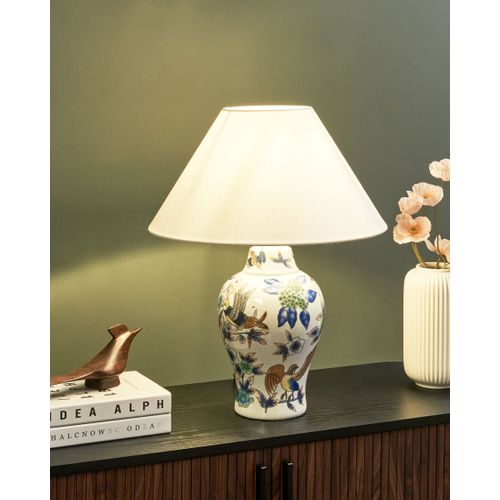 Lampe à Poser Moraca Porcelaine Blanc/bleu