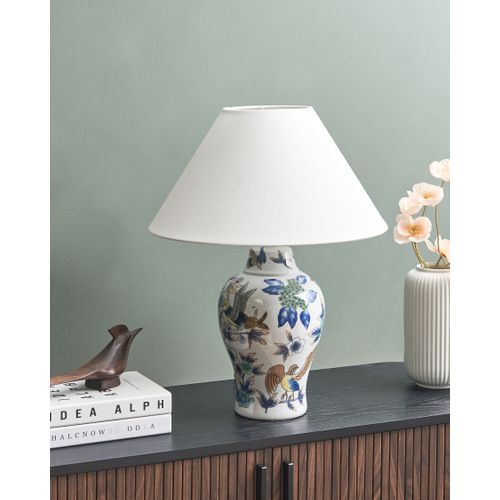 Lampe à Poser Moraca Porcelaine Blanc/bleu