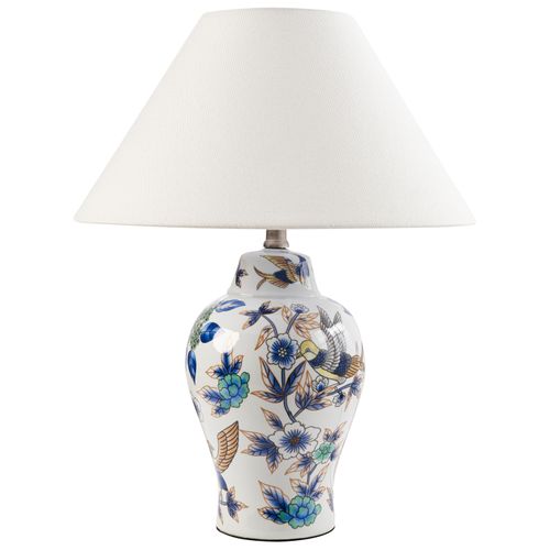 Lampe à Poser Moraca Porcelaine Blanc/bleu