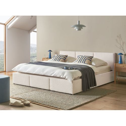 Lit Pouf Bouclé Bousse 180 X 200 Cm Blanc Cassé