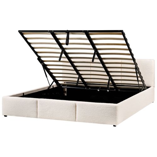 Lit Pouf Bouclé Bousse 180 X 200 Cm Blanc Cassé