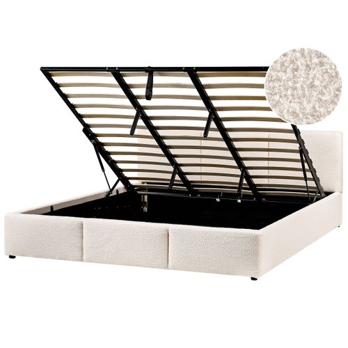 Lit Pouf Bouclé Bousse 180 X 200 Cm Blanc Cassé