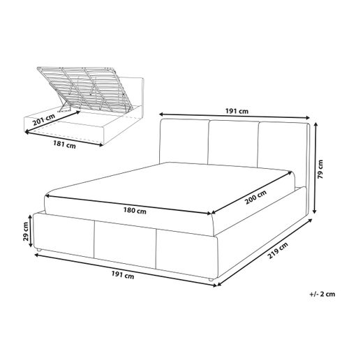 Lit Pouf Bouclé Bousse 180 X 200 Cm Blanc Cassé