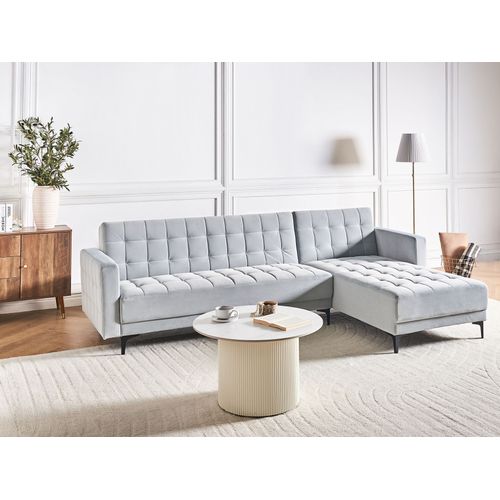 Canapé-lit D'angle Modulable 4 Places Aberdeen Velours Gris Clair Côté Gauche