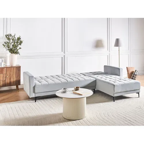 Canapé-lit D'angle Modulable 4 Places Aberdeen Velours Gris Clair Côté Gauche