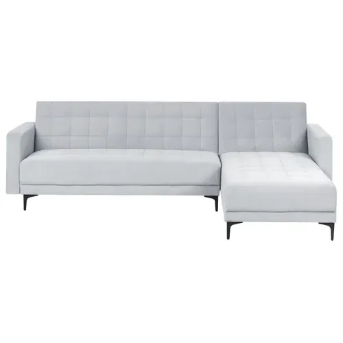 Canapé-lit D'angle Modulable 4 Places Aberdeen Velours Gris Clair Côté Gauche
