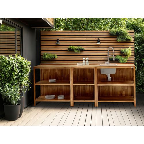 Cuisine D'extérieur 3 Pièces Avec évier Venosa Acacia Marron/argenté