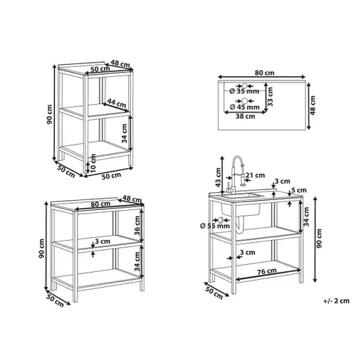 Cuisine D'extérieur 3 Pièces Avec évier Venosa Acacia Marron/argenté