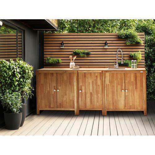 Cuisine D'extérieur 3 Pièces Avec évier Venosa Acacia Marron/argenté