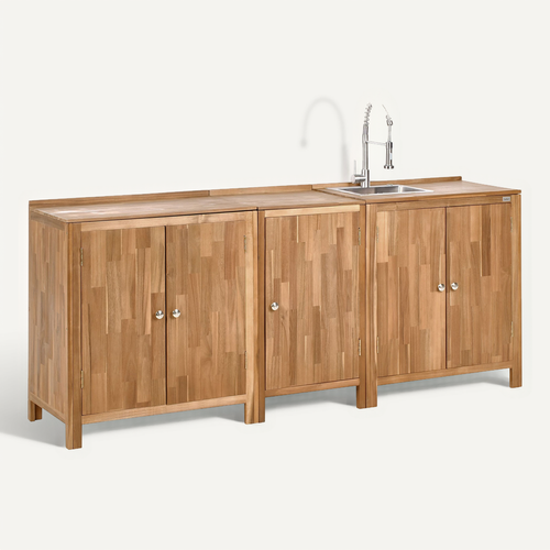 Cuisine D'extérieur 3 Pièces Avec évier Venosa Acacia Marron/argenté