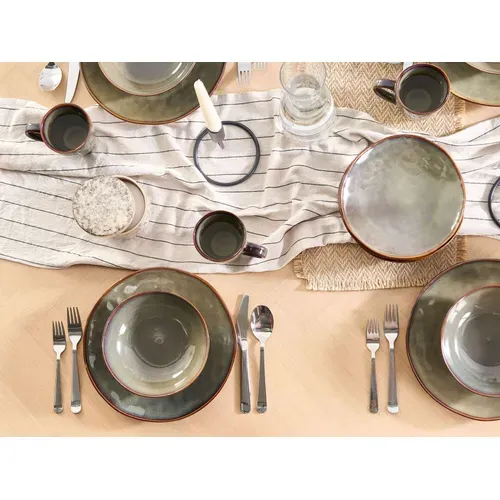 Lot De 8 Assiettes à Dessert Thyme Grès Vert Foncé