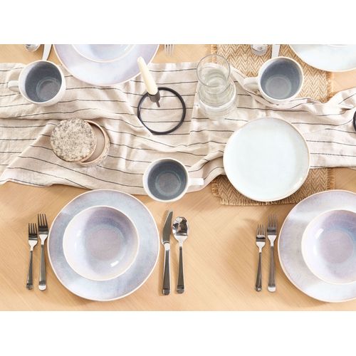 Lot De 8 Assiettes Plates Sesame Grès Gris Clair