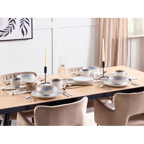 Lot De 8 Assiettes Plates Sesame Grès Gris Clair