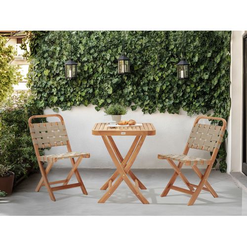 Ensemble Bistrot Pliant Calciano Bois D'acacia Certifié Marron