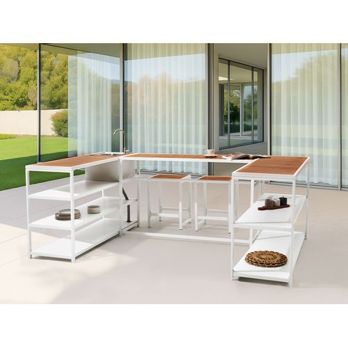 Ilot De Cuisine Extérieure Avec évier Avetrana Marron/blanc Métal
