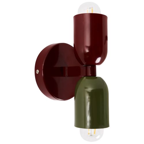 Lot De 2 Lampes Murales Topi Métal Rouge/vert