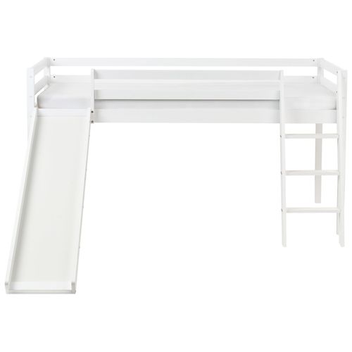 Lit à Mit-hauteur Bois De Pin Staple 90 X 200 Cm Avec Toboggan Blanc