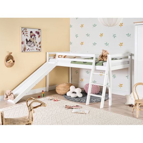 Lit à Mit-hauteur Bois De Pin Staple 90 X 200 Cm Avec Toboggan Blanc