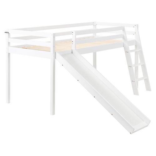 Lit à Mit-hauteur Bois De Pin Staple 90 X 200 Cm Avec Toboggan Blanc