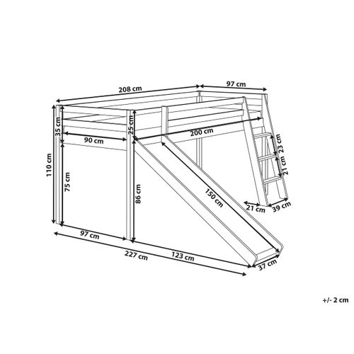 Lit à Mit-hauteur Bois De Pin Staple 90 X 200 Cm Avec Toboggan Blanc