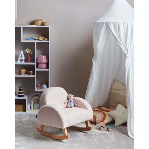 Chaise à Bascule Pour Enfants Hug Bouclé Rose Pastel