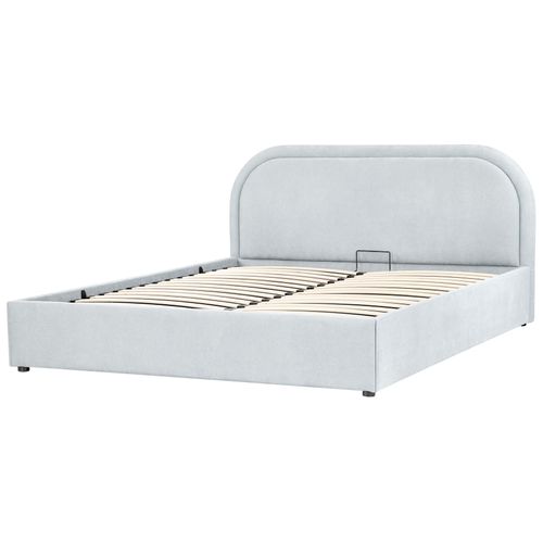 Lit Pouf Tissu Chenille Quillien 160 X 200 Cm Bleu Clair