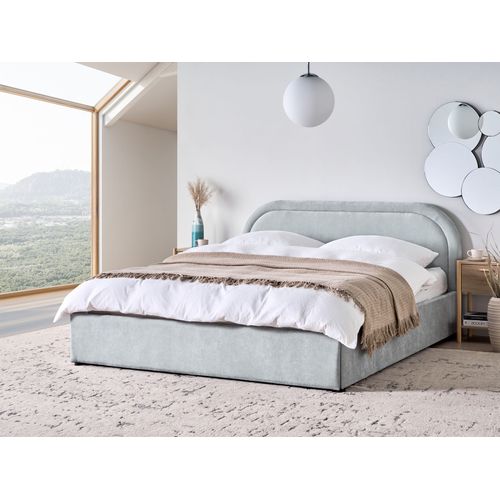 Lit Pouf Tissu Chenille Quillien 160 X 200 Cm Bleu Clair