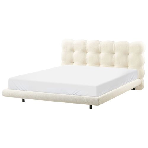 Lit Avec Sommier Bouclé Soulisse 160 X 200 Cm Blanc Cassé
