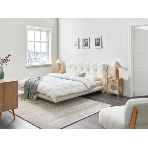 Lit Avec Sommier Bouclé Soulisse 160 X 200 Cm Blanc Cassé