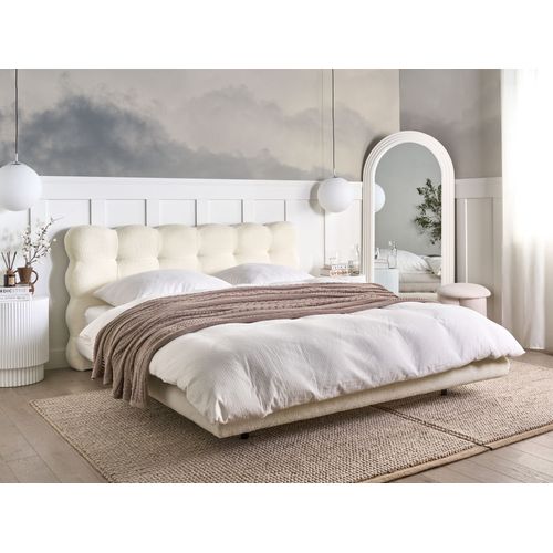 Lit Avec Sommier Bouclé Soulisse 160 X 200 Cm Blanc Cassé