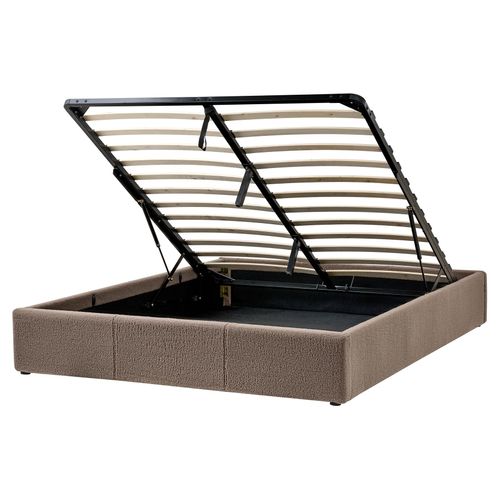 Lit Ottoman Sans Tête De Lit Bouclé Dinan 160 X 200 Cm Taupe