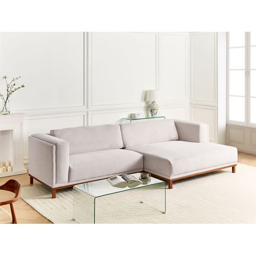 Canapé D'angle 4 Places Veng Tissu Beige Clair Côté Gauche